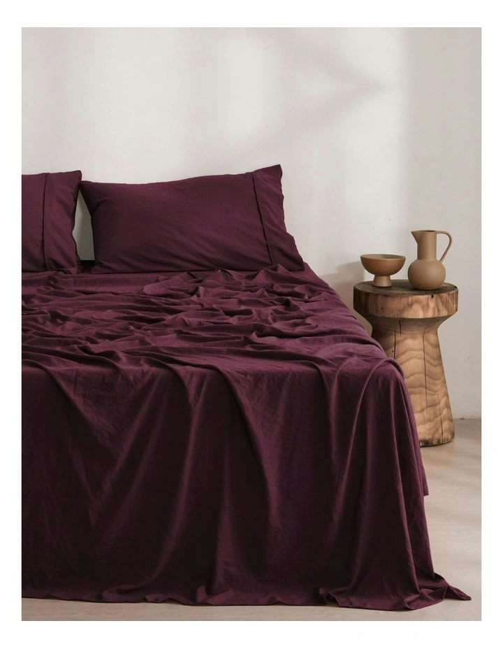 Superfine Washed Microfibre Sheet Set in Cherry image 1