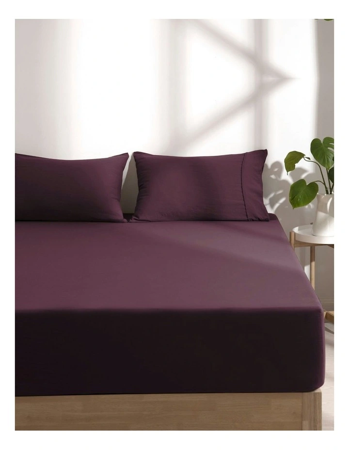 Superfine Washed Microfibre Combo Fitted Sheet Set in Cherry image 1