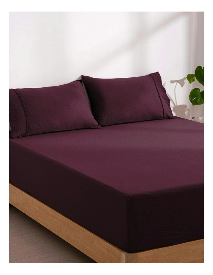 Superfine Washed Microfibre Combo Fitted Sheet Set in Cherry image 2