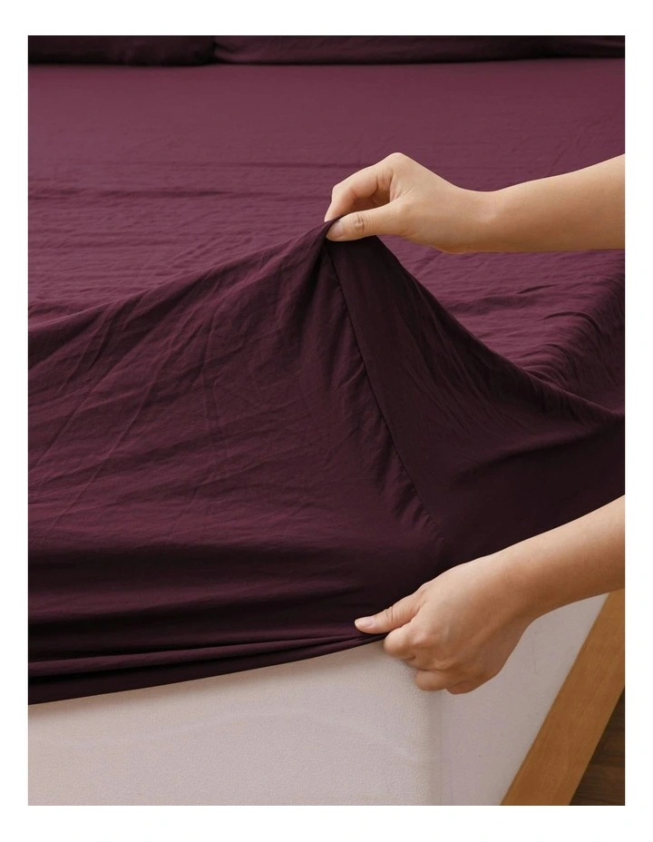 Superfine Washed Microfibre Combo Fitted Sheet Set in Cherry image 7