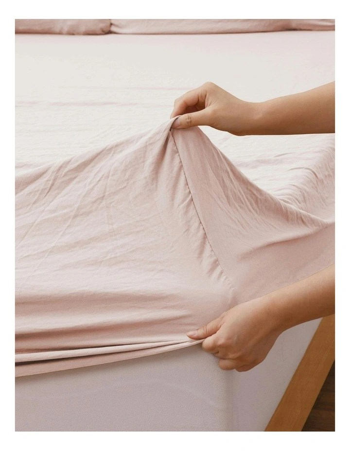 Superfine Washed Microfibre Combo Fitted Sheet Set in Blush Pink image 7