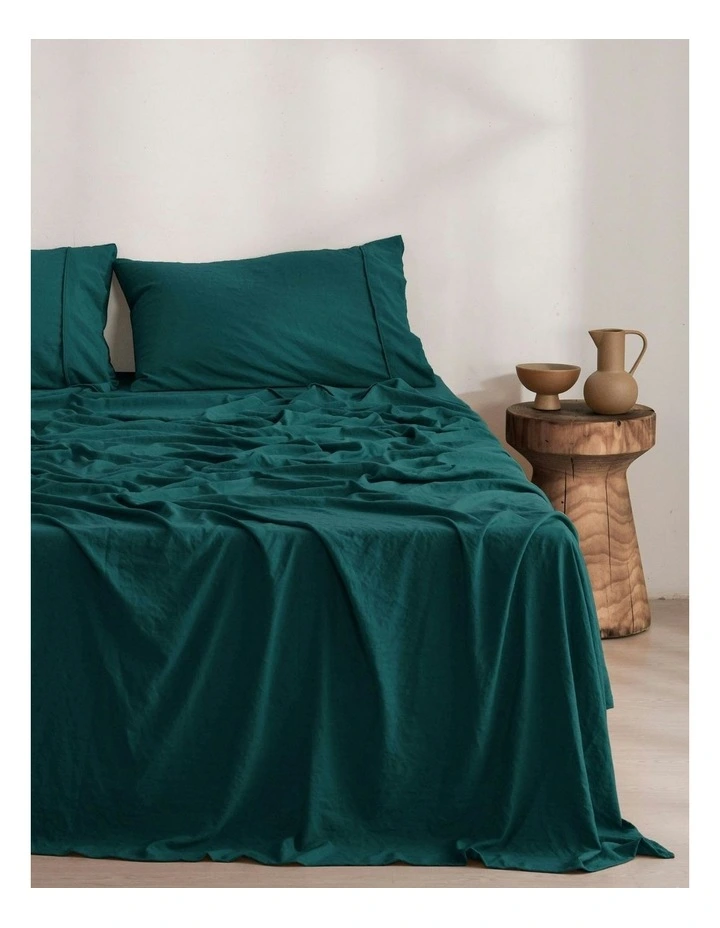 Superfine Washed Microfibre Sheet Set in Teal image 1