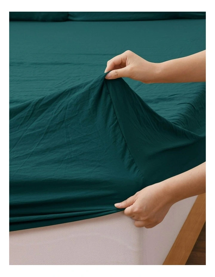 Superfine Washed Microfibre Sheet Set in Teal image 6