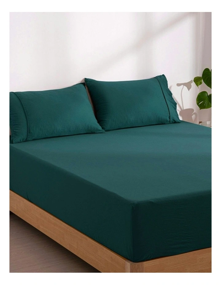 Superfine Washed Microfibre Combo Fitted Sheet Set in Teal image 2