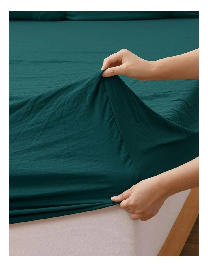 Superfine Washed Microfibre Combo Fitted Sheet Set in Teal image 7
