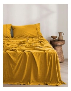 Superfine Washed Microfibre Sheet Set in Mustard