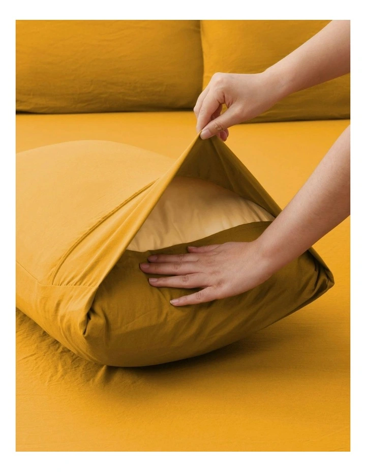 Superfine Washed Microfibre Sheet Set in Mustard image 7