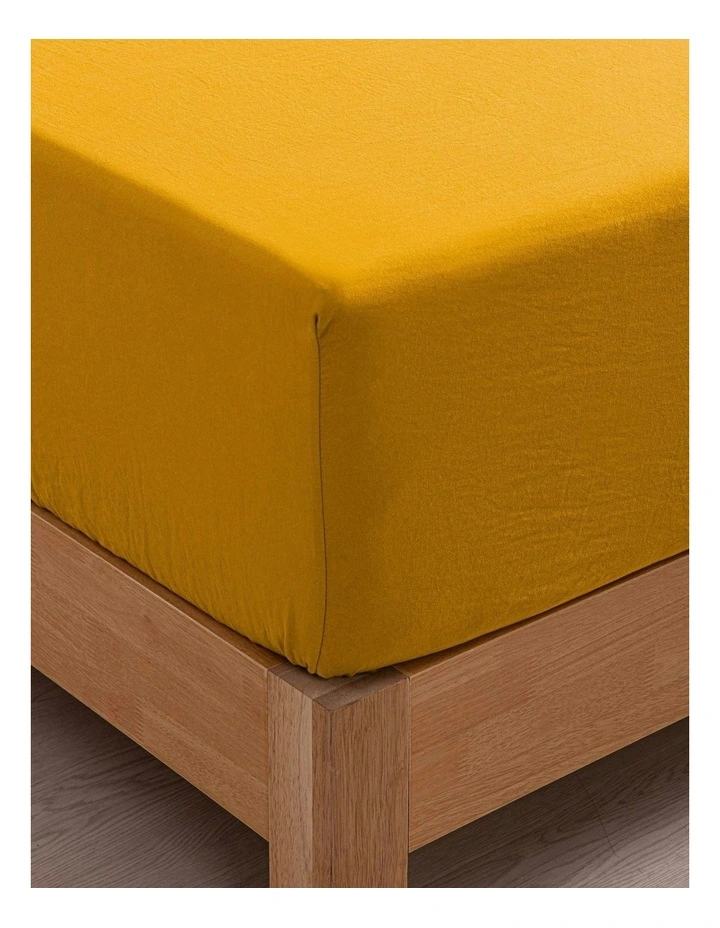 Superfine Washed Microfibre Combo Fitted Sheet Set in Mustard image 4