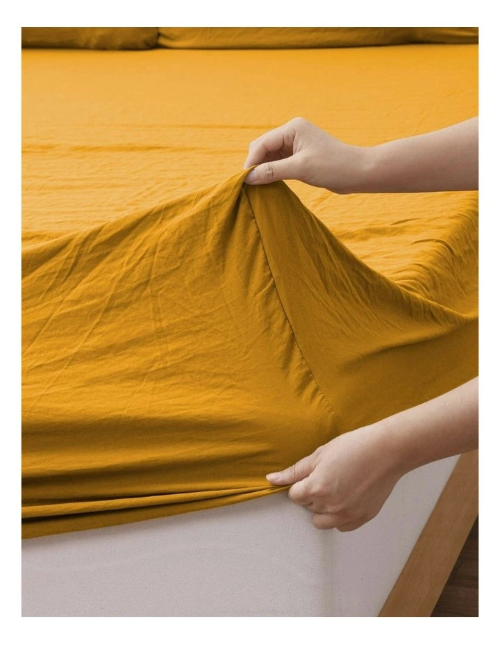 Superfine Washed Microfibre Combo Fitted Sheet Set in Mustard image 7