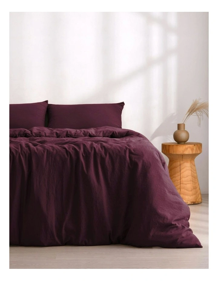 Superfine Washed Microfibre Quilt Cover Set in Cherry image 1