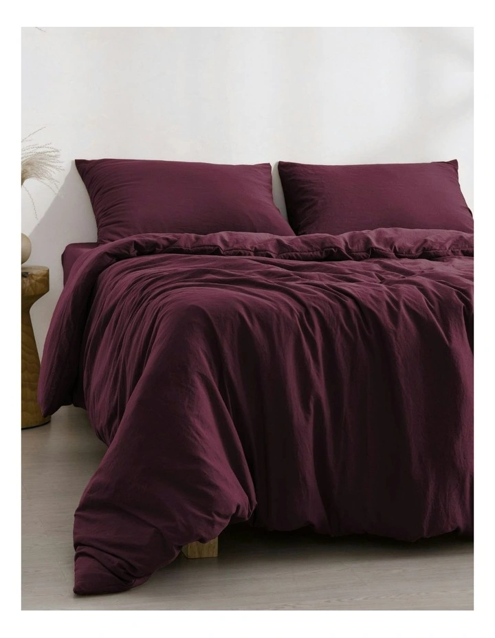 Superfine Washed Microfibre Quilt Cover Set in Cherry image 2
