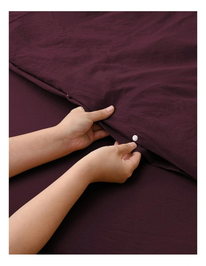 Superfine Washed Microfibre Quilt Cover Set in Cherry image 4