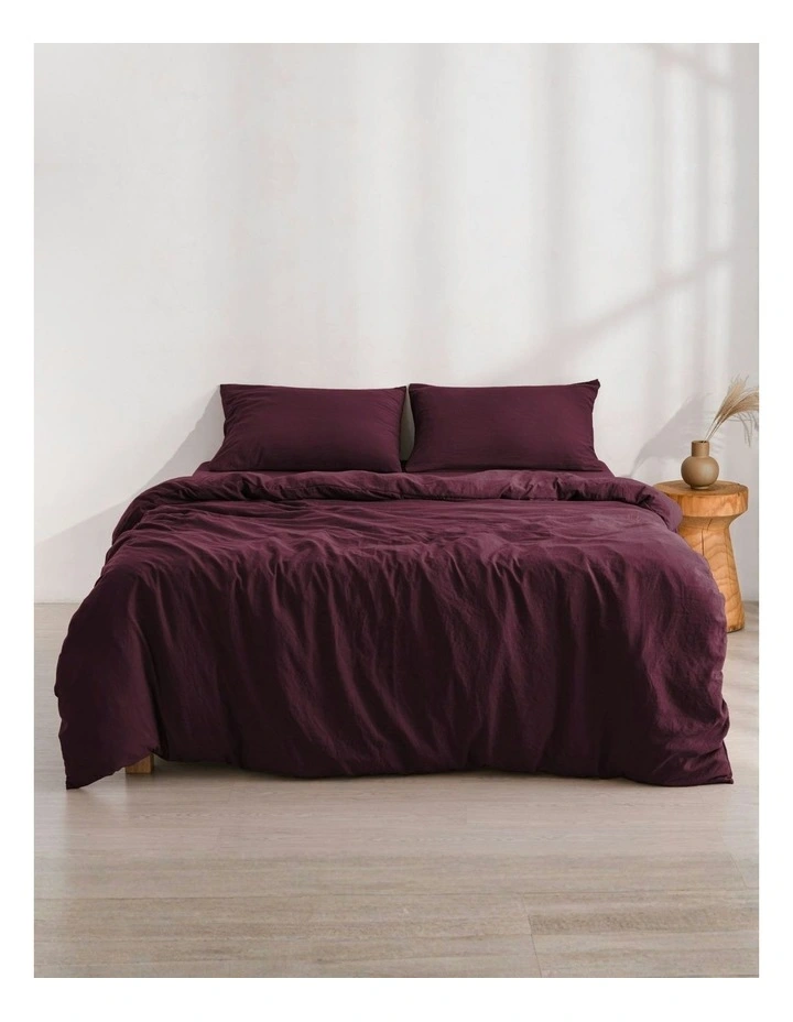 Superfine Washed Microfibre Quilt Cover Set in Cherry image 7