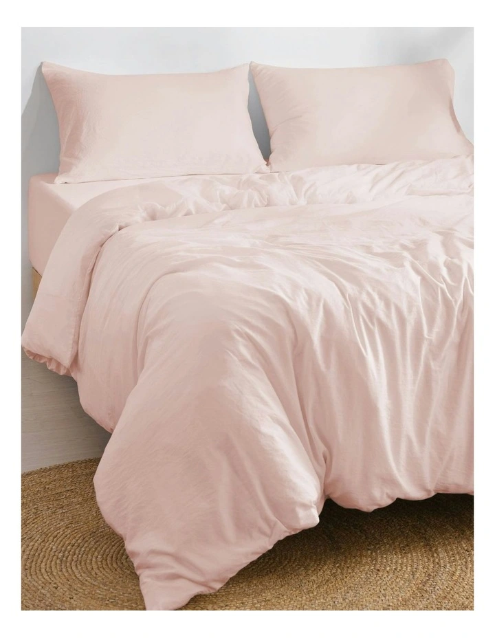 Superfine Washed Microfibre Quilt Cover Set in Blush Pink image 2