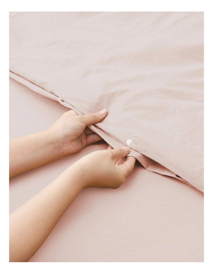 Superfine Washed Microfibre Quilt Cover Set in Blush Pink image 4