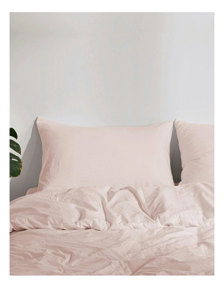 Superfine Washed Microfibre Quilt Cover Set in Blush Pink image 6