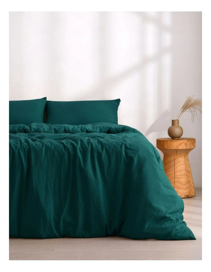 Superfine Washed Microfibre Quilt Cover Set in Teal image 1