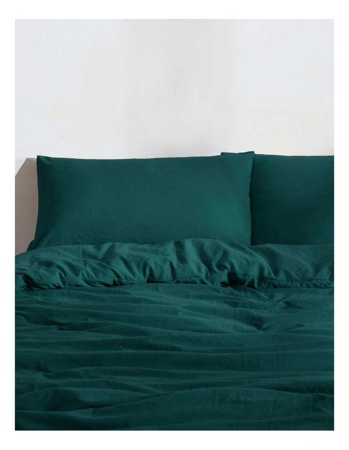 Superfine Washed Microfibre Quilt Cover Set in Teal image 6