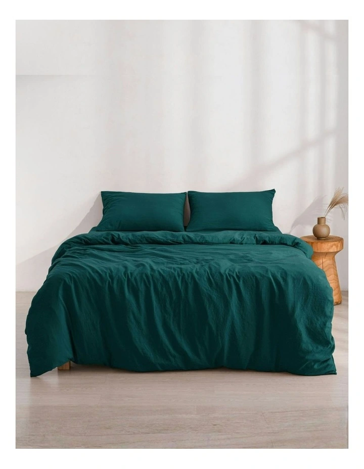 Superfine Washed Microfibre Quilt Cover Set in Teal image 7