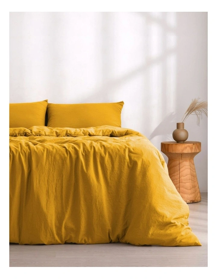 Superfine Washed Microfibre Quilt Cover Set in Mustard image 1