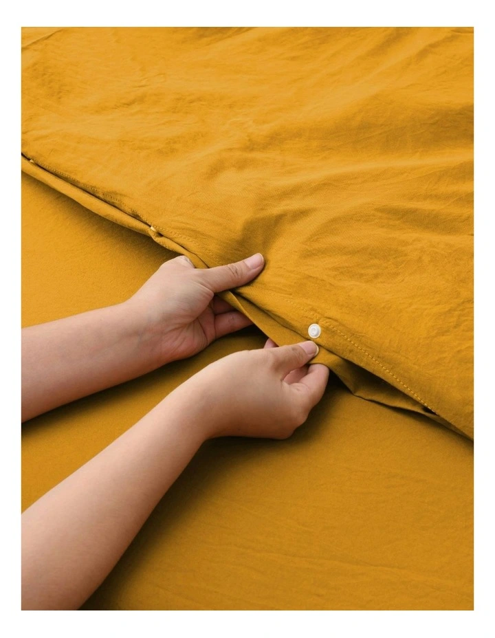 Superfine Washed Microfibre Quilt Cover Set in Mustard image 4