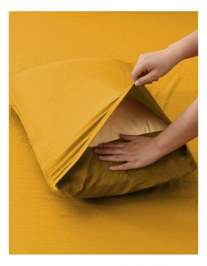 Superfine Washed Microfibre Quilt Cover Set in Mustard image 5