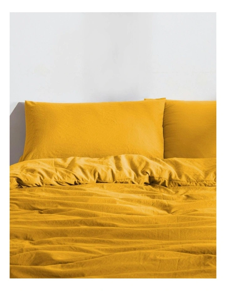 Superfine Washed Microfibre Quilt Cover Set in Mustard image 6