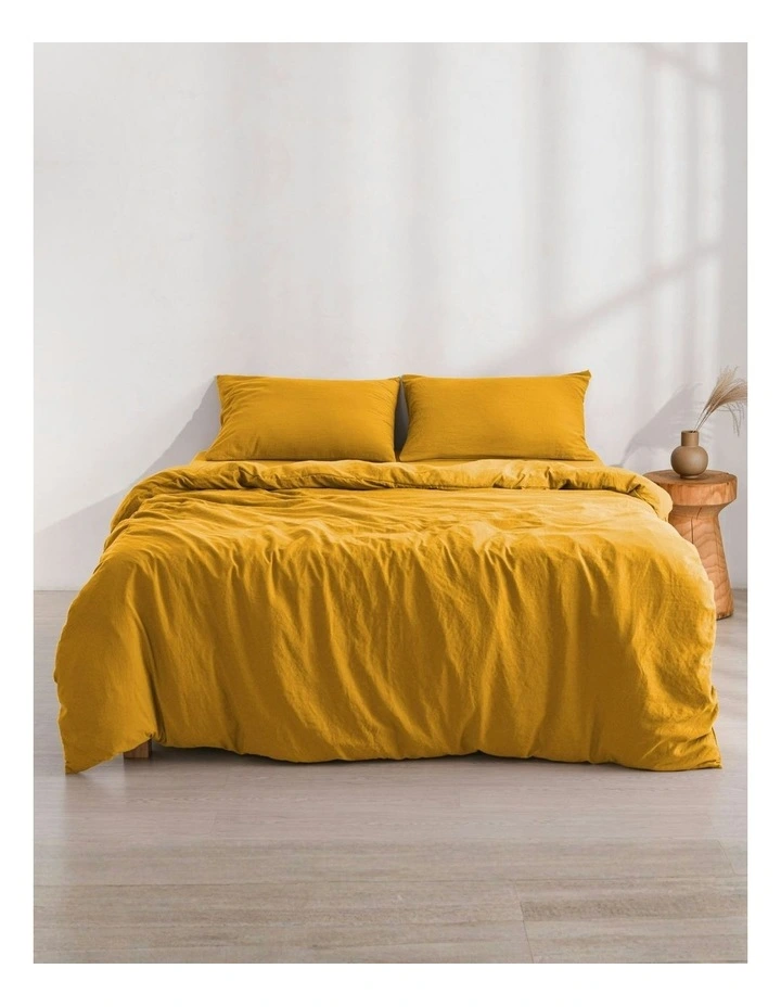 Superfine Washed Microfibre Quilt Cover Set in Mustard image 7