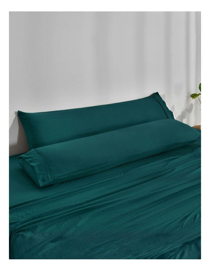 Superfine Washed Microfibre Body Pillowcase Twin Pack in Teal image 1
