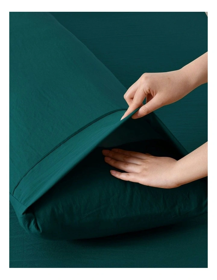 Superfine Washed Microfibre Body Pillowcase Twin Pack in Teal image 4