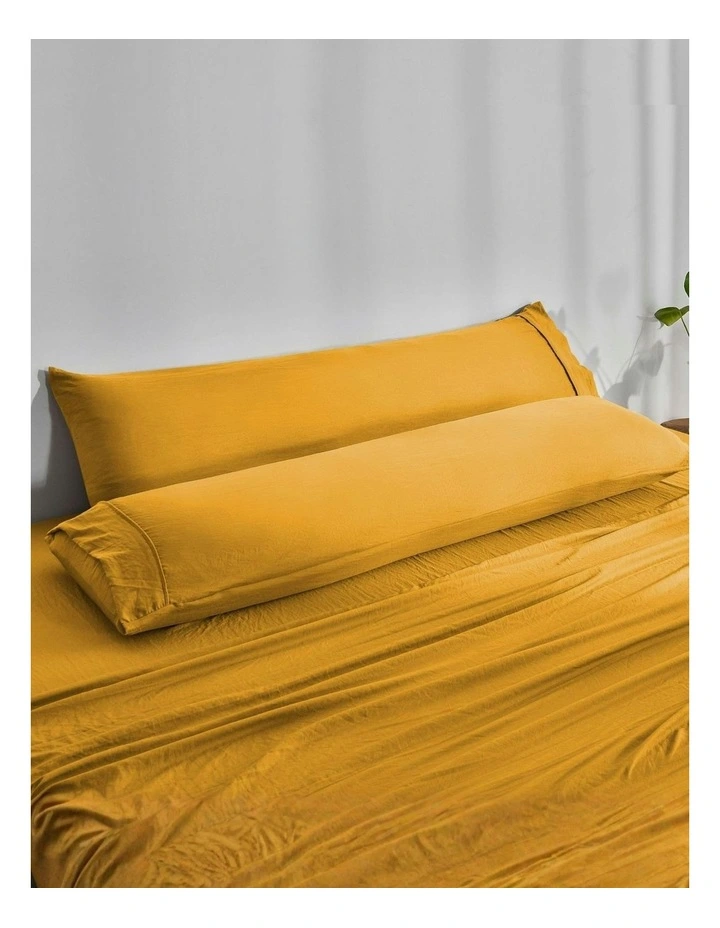 Superfine Washed Microfibre Body Pillowcase Twin Pack in Mustard image 1