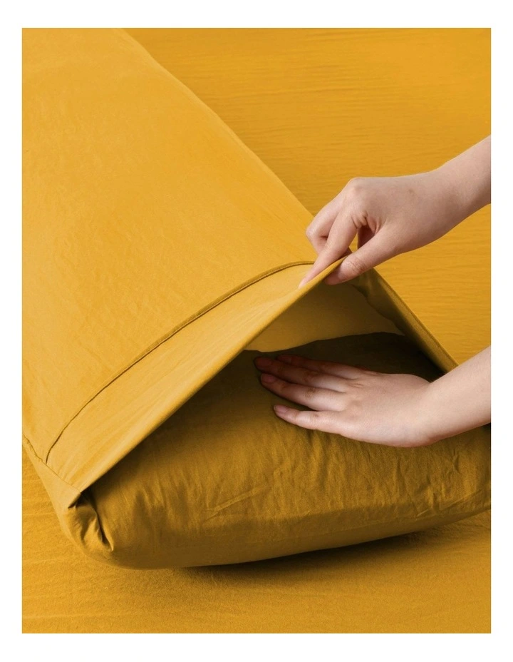 Superfine Washed Microfibre Body Pillowcase Twin Pack in Mustard image 4