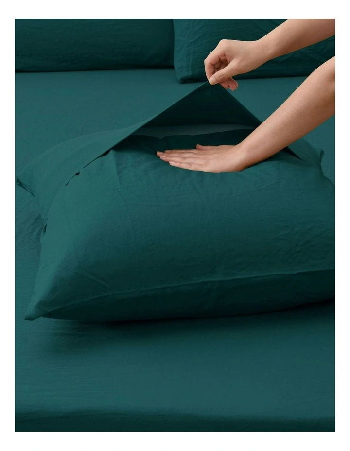 Superfine Washed Microfibre European Pillowcase in Teal image 4