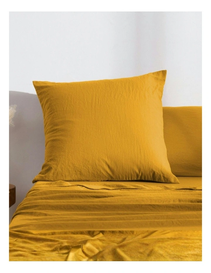 Superfine Washed Microfibre European Pillowcase in Mustard image 1