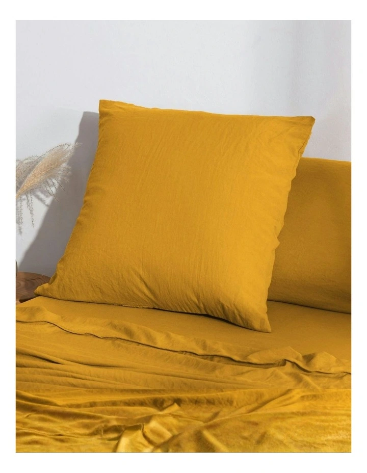 Superfine Washed Microfibre European Pillowcase in Mustard image 2