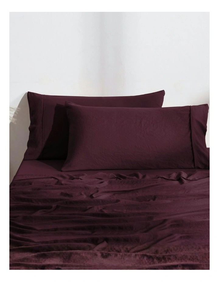 Superfine Washed Microfibre King Pillowcase Twin Pack in Cherry image 1