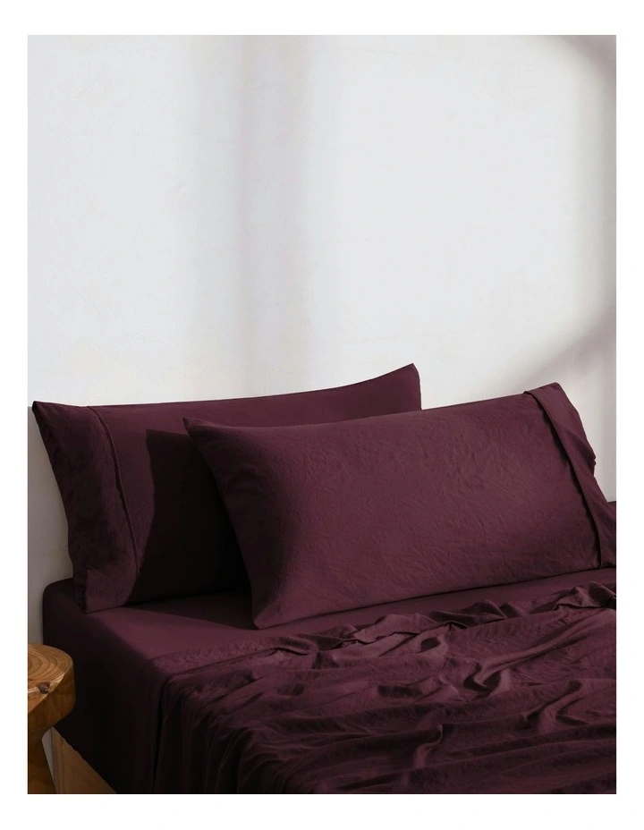 Superfine Washed Microfibre King Pillowcase Twin Pack in Cherry image 2
