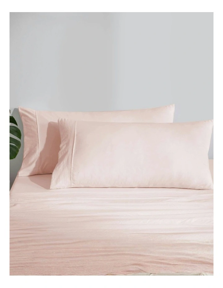 Superfine Washed Microfibre King Pillowcase Twin Pack in Blush Pink image 1