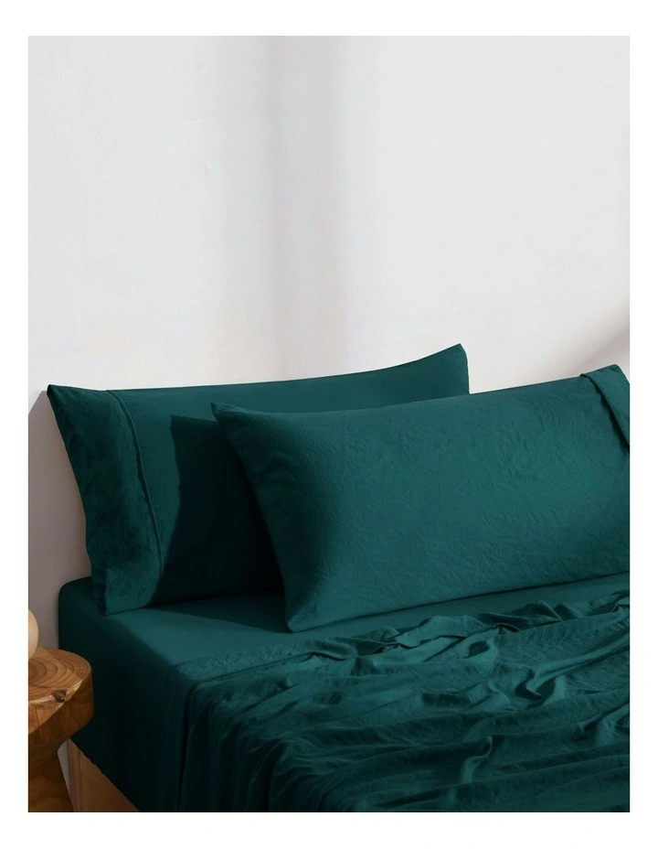 Superfine Washed Microfibre King Pillowcase Twin Pack in Teal image 2