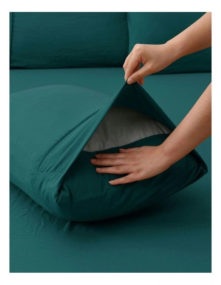 Superfine Washed Microfibre King Pillowcase Twin Pack in Teal image 5