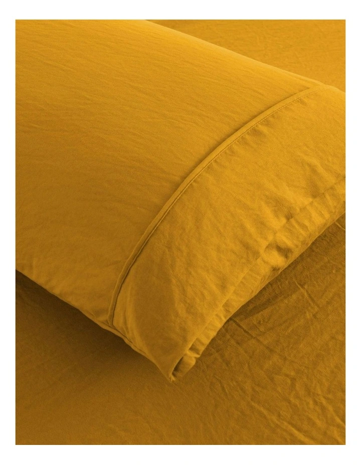 Superfine Washed Microfibre King Pillowcase Twin Pack in Mustard image 4