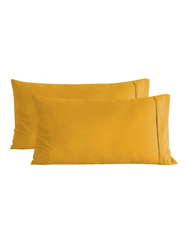 Superfine Washed Microfibre King Pillowcase Twin Pack in Mustard image 6