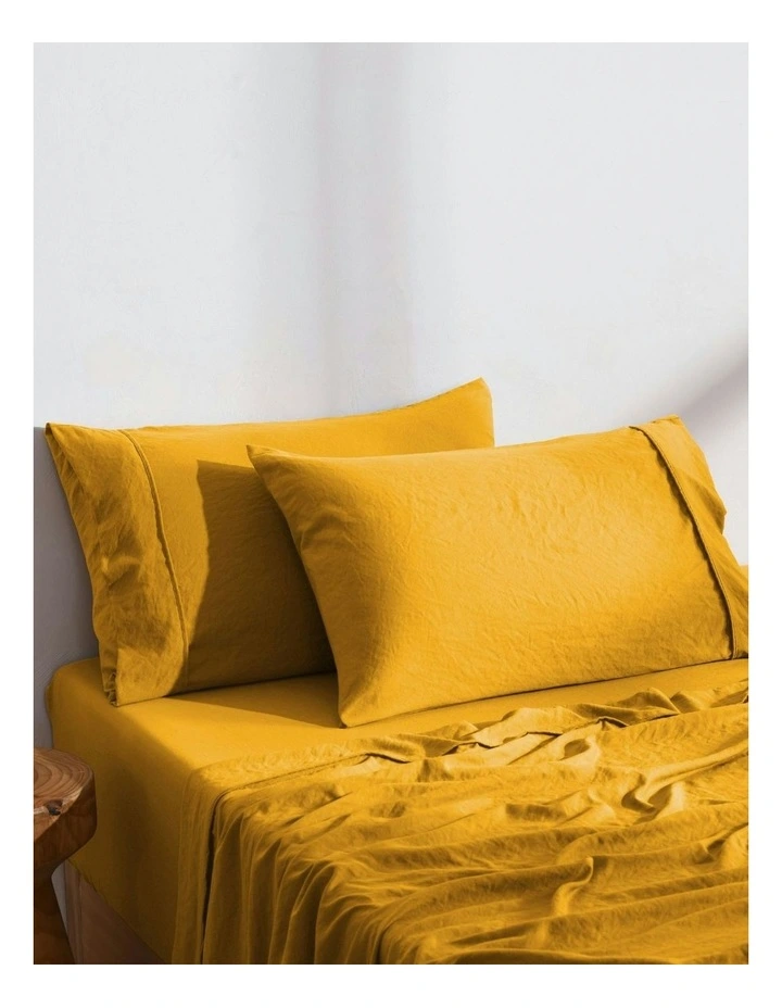 Superfine Washed Microfibre Standard Pillowcase Twin Pack in Mustard image 2