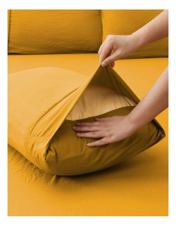 Superfine Washed Microfibre Standard Pillowcase Twin Pack in Mustard image 5