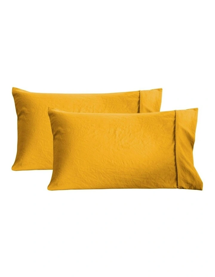 Superfine Washed Microfibre Standard Pillowcase Twin Pack in Mustard image 6