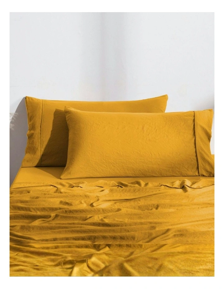 Superfine Washed Microfibre Standard Pillowcase Twin Pack in Mustard image 7