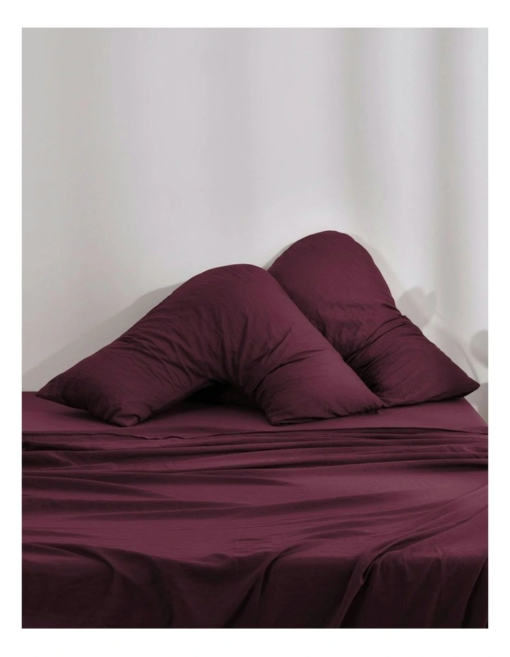 Superfine Washed Microfibre V-Shape Pillowcase Twin Pack in Cherry image 1