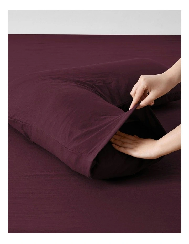 Superfine Washed Microfibre V-Shape Pillowcase Twin Pack in Cherry image 4