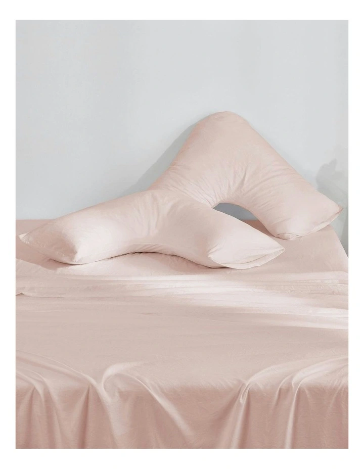 Superfine Washed Microfibre V-Shape Pillowcase Twin Pack in Blush Pink image 2