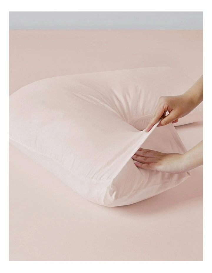 Superfine Washed Microfibre V-Shape Pillowcase Twin Pack in Blush Pink image 4